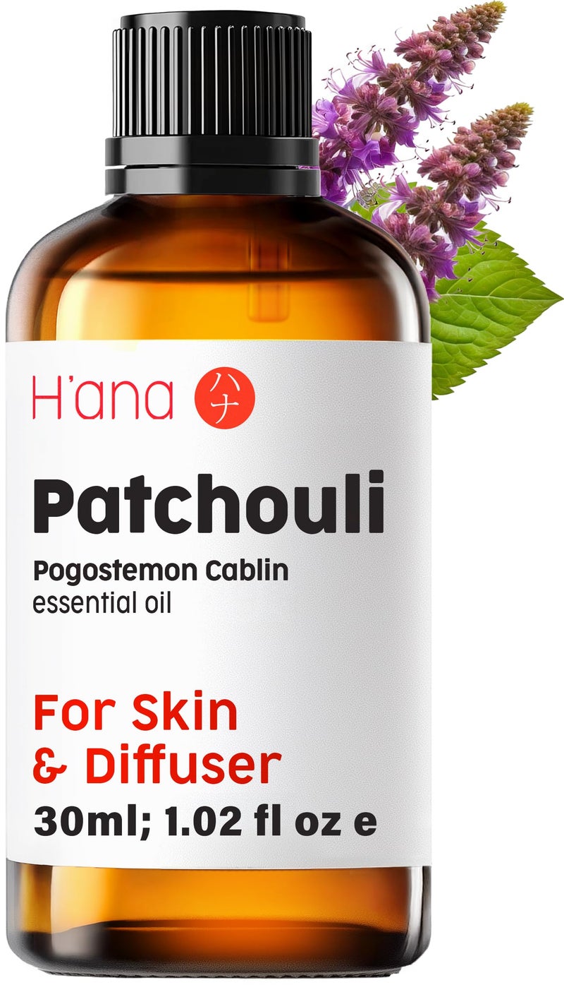 hana H'ana Patchouli Essential Oil - 1.02 Fl Oz - for Hair, Skin, Diffuser, Aromatherapy, DIY Candle & Soap Making - Image 1